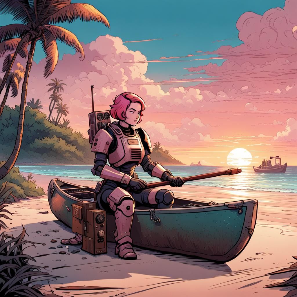 Pathfinder's Beach Bliss - AI Generated Artwork - NightCafe Creator