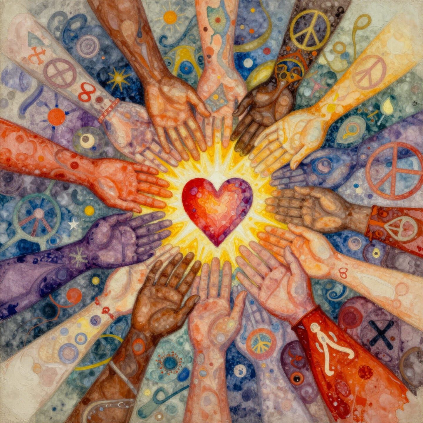 A symbolic mixed media collage artwork celebrating harmony, care, and shared humanity on a day of universal ...  by @Doc_KC1