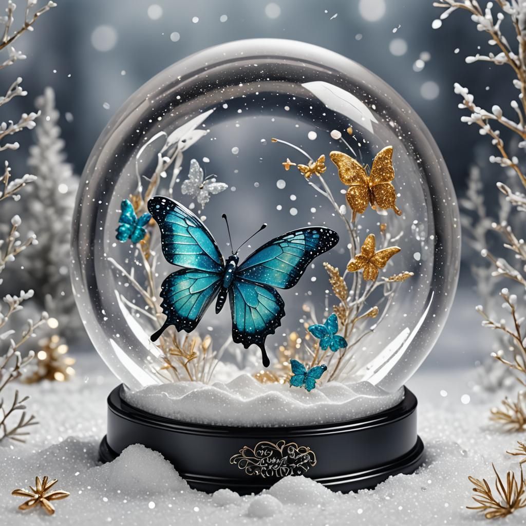 Butterfly in snow globe