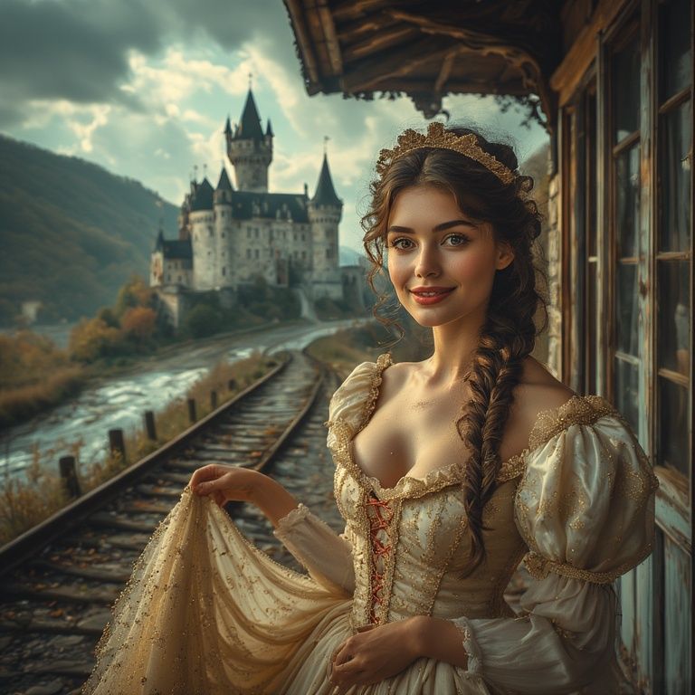 Snow white waiting for the train