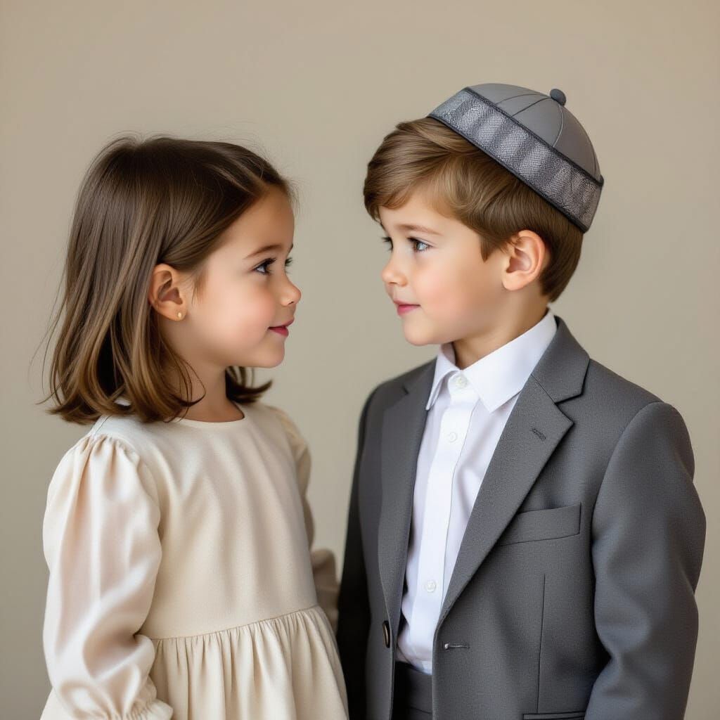 Siblings Share a Moment in Contrasting Styles