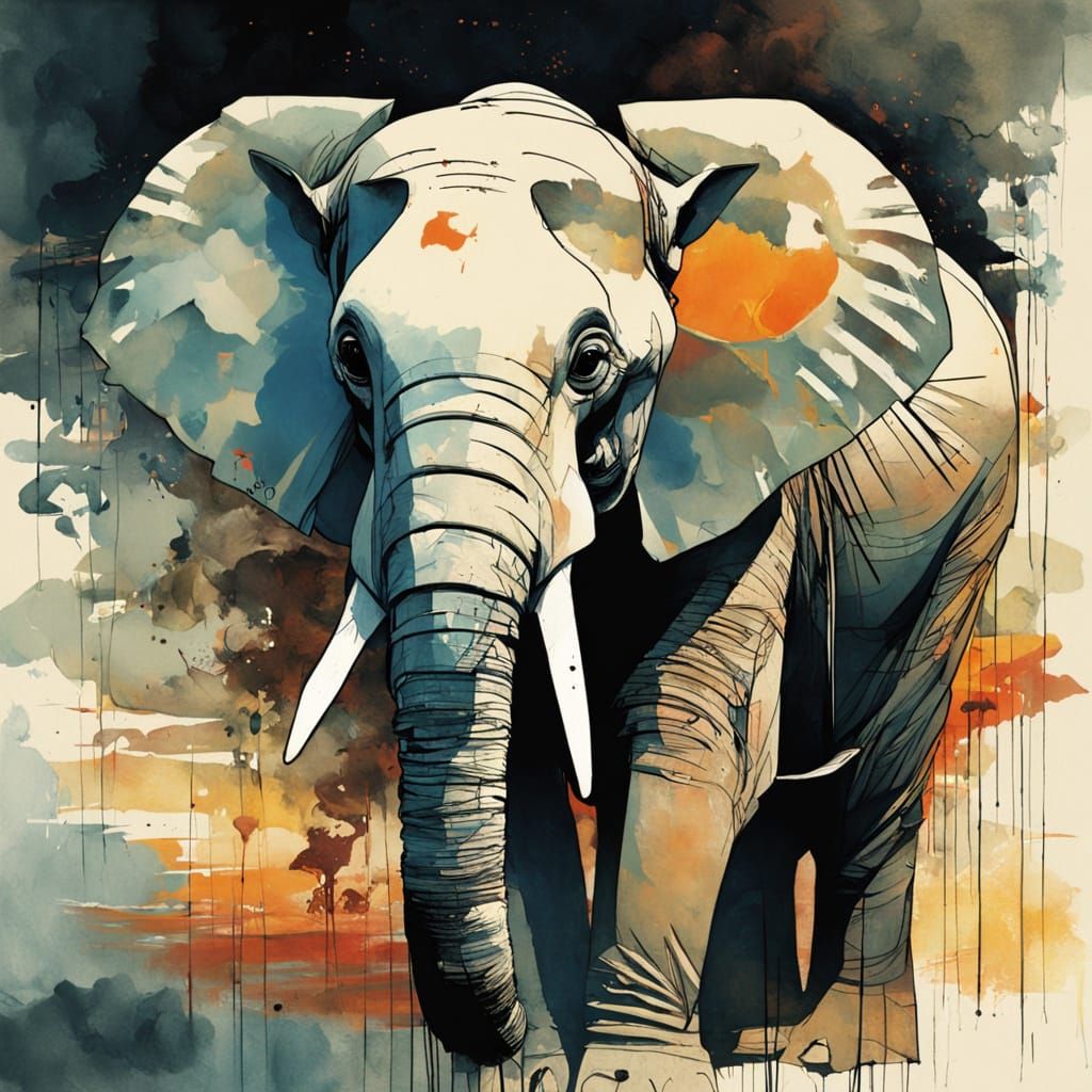 By Paul Lovering and Mattias Adolfsson and Russ Mills and Victo Ngai and Alexander Jansson:: Double exposure: A wise elephant creating an in...