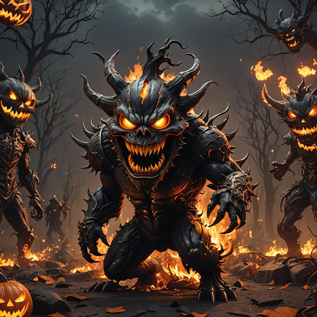 Halloween pumpkin demon
