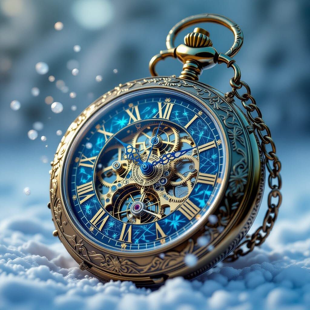 Antique Pocket Watch Transitions Seasons, Fantastical Art