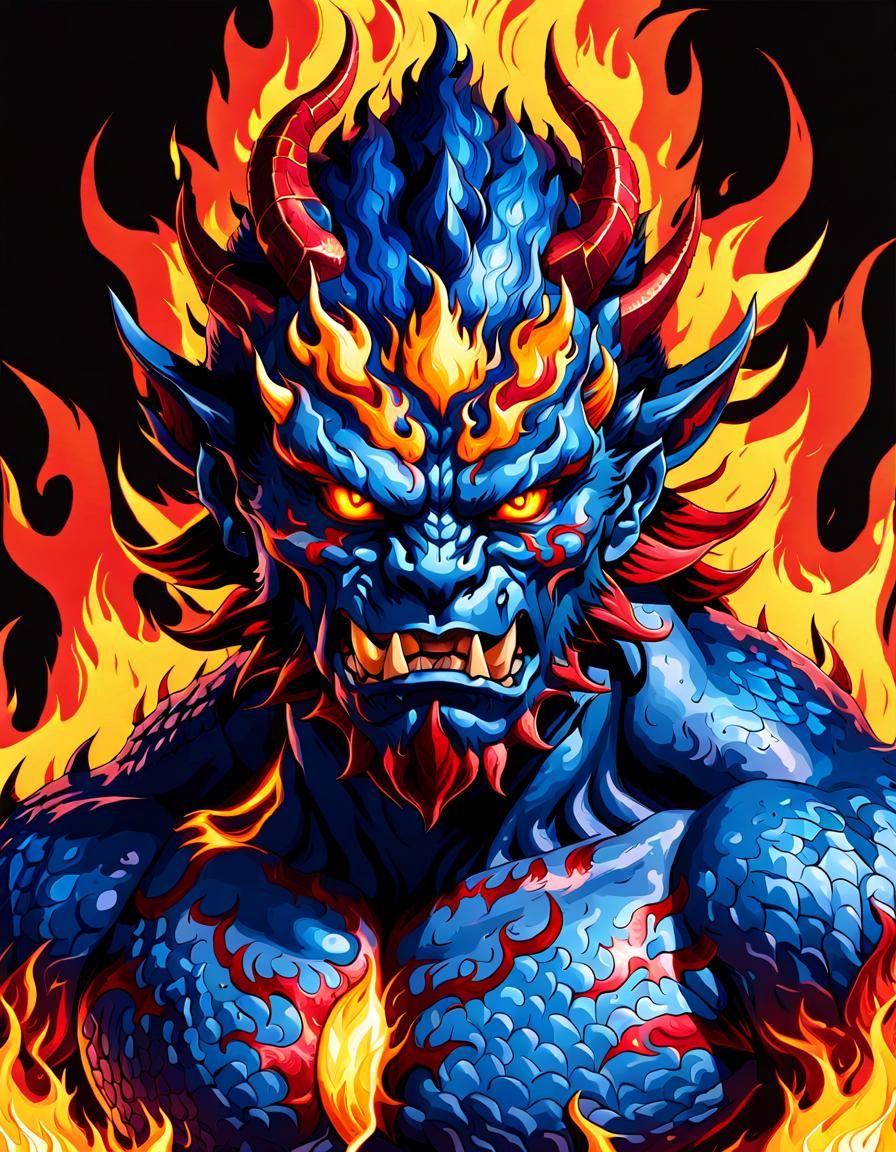 Fiery Blue Oni Covered in Scales (Starlight XL) - AI Generated Artwork ...