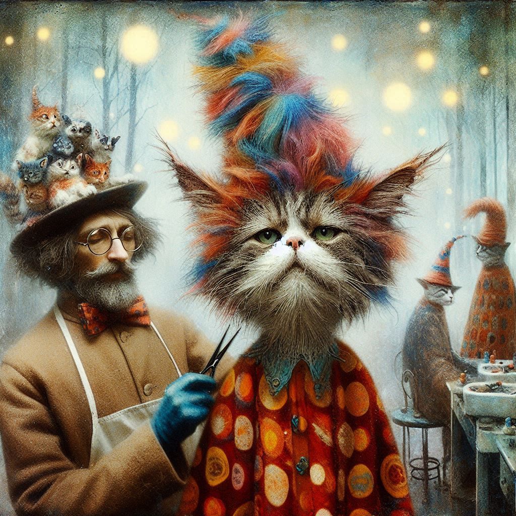 At the hairdresser • Surreal cat style № 2