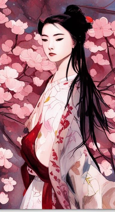 Cherry Blossom Maiden - AI Generated Artwork - NightCafe Creator