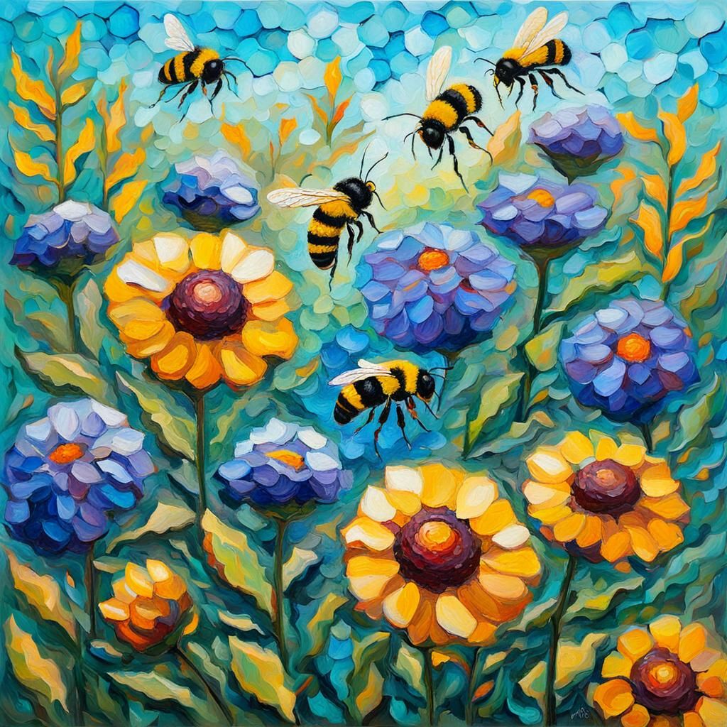Flowers and bees seeds son   by @Steve Dufour