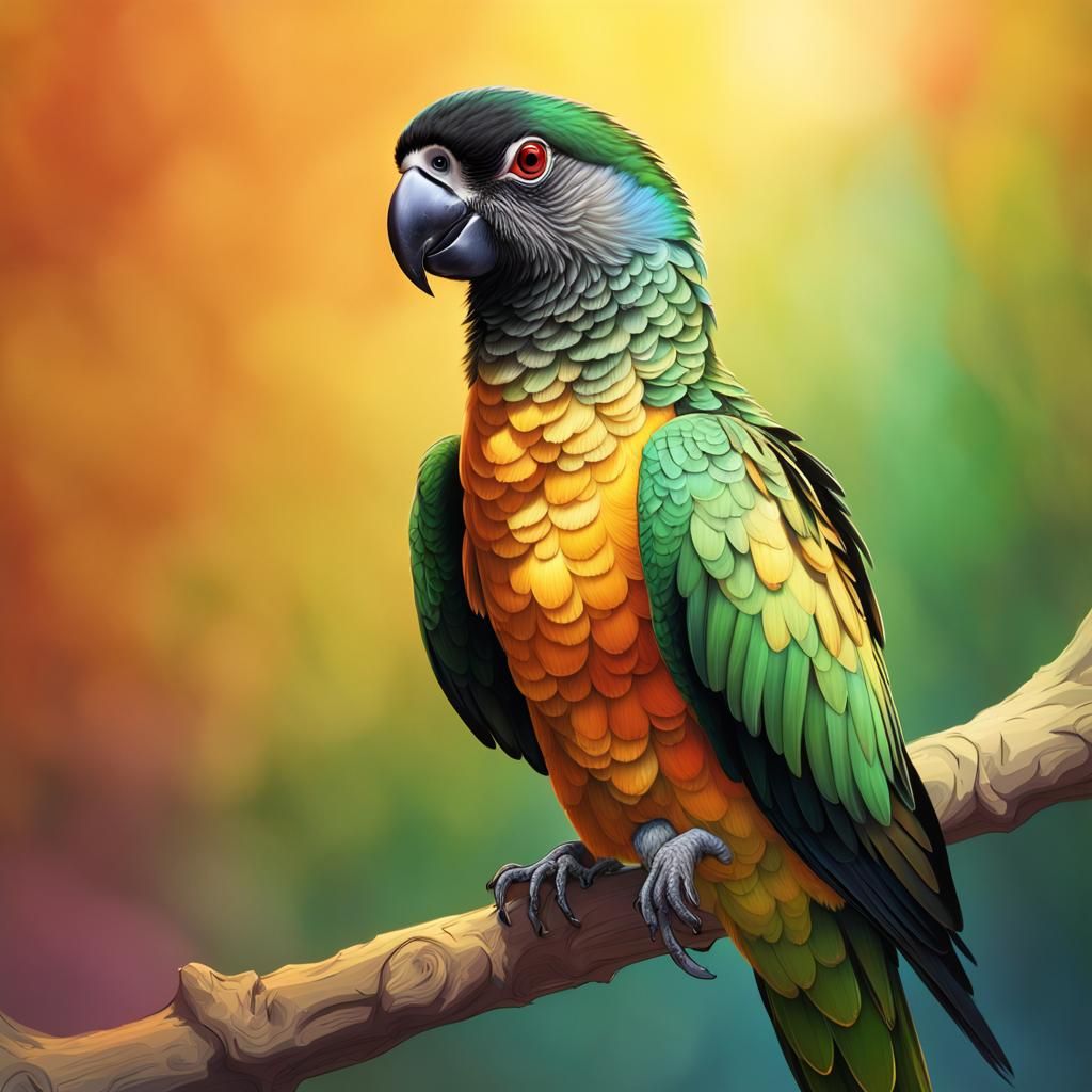 Black-headed parrot looks detailed