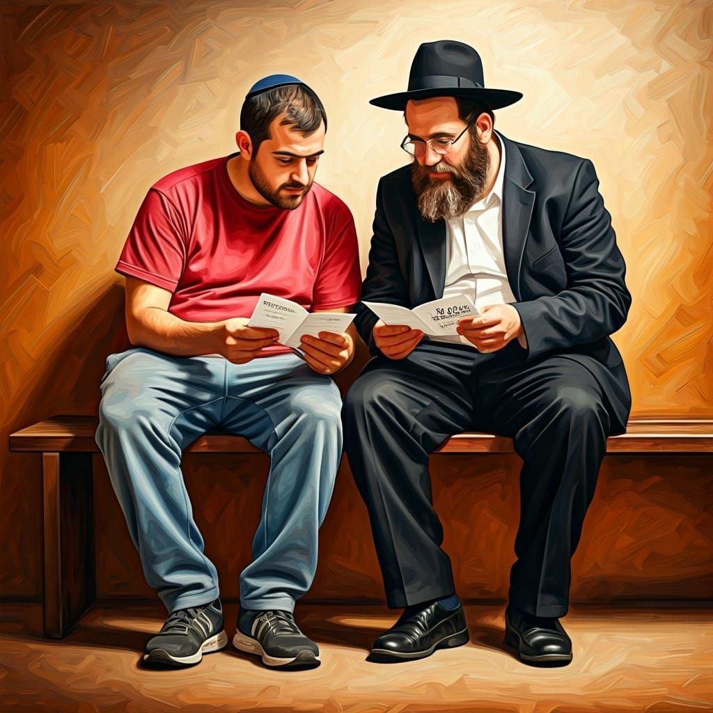 Harmonious Encounter: Two Men Reading Together
