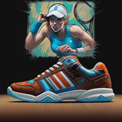 Epic tennis shoe with art 