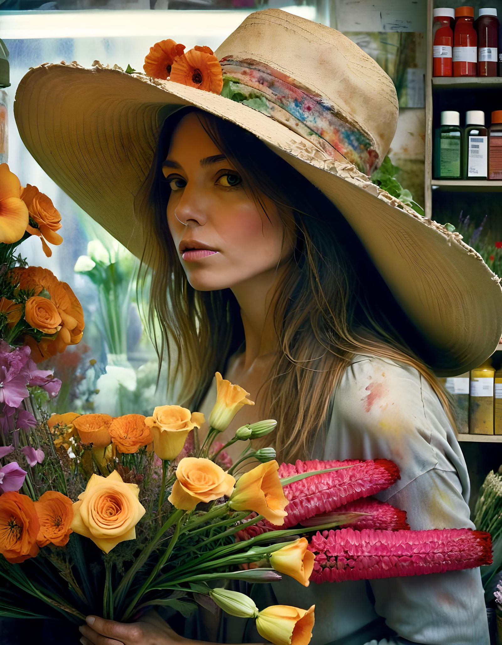 selling flowers