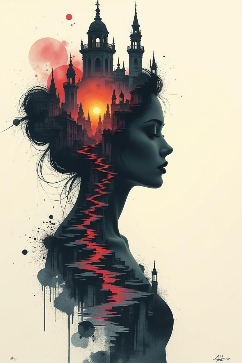 Double exposure portrait