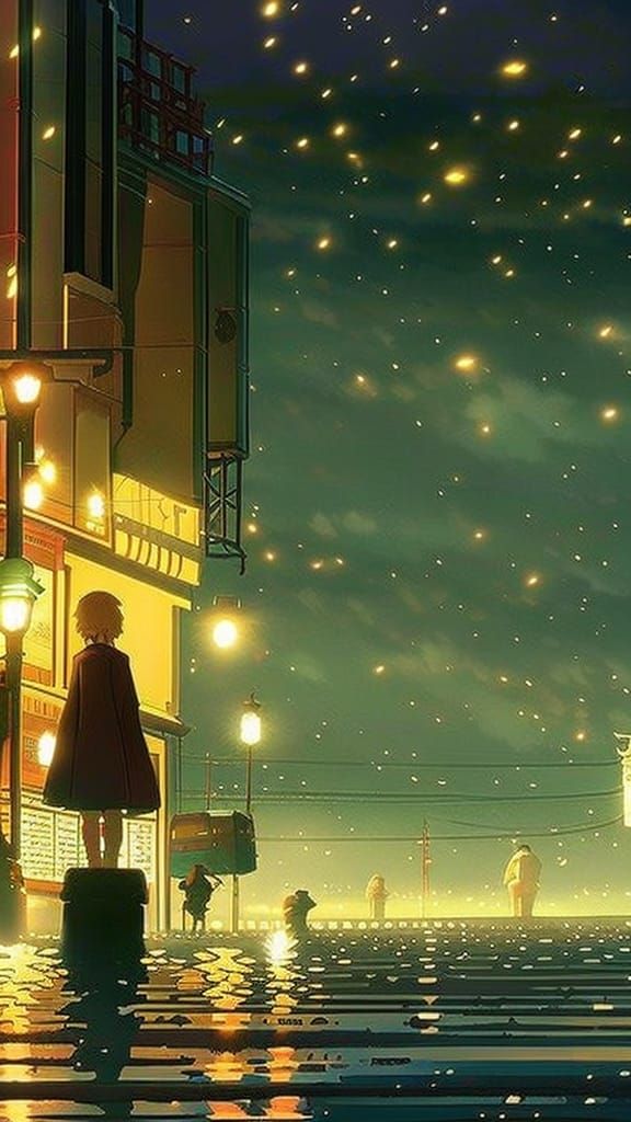 Rainy night and a alone girl crying sadly Studio Ghibli, Anime Key ...