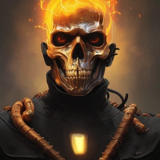Ghost Rider With Copper Cables Instead Of Chains AI Generated Artwork