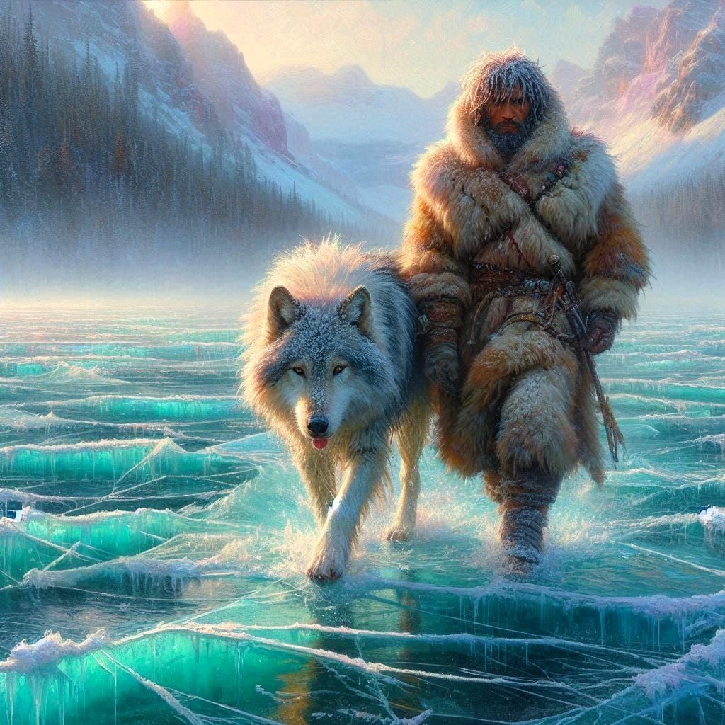 Frozen lake crossing