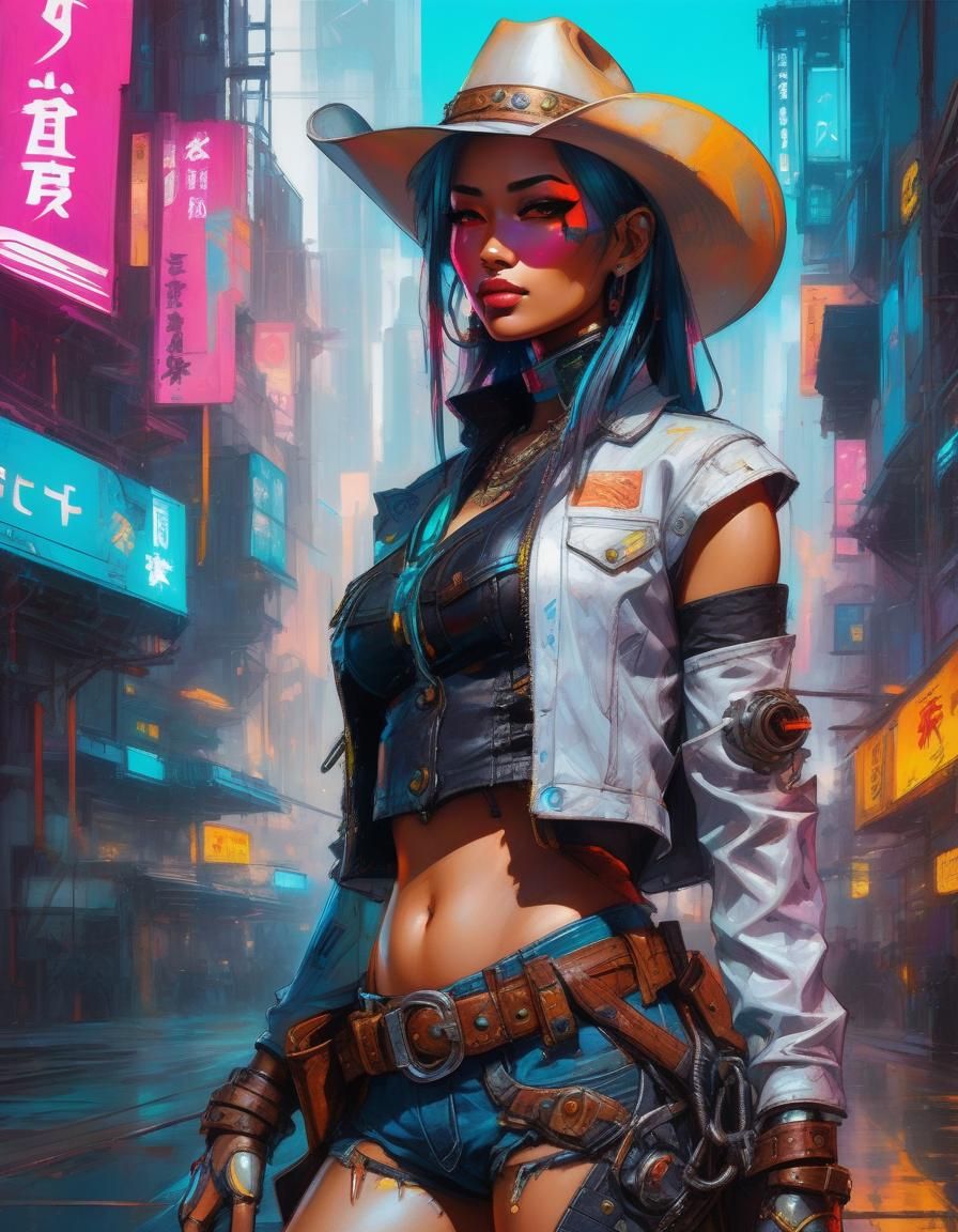 Cyberpunk Cowgirl - Dreamshaper XL - AI Generated Artwork - NightCafe ...