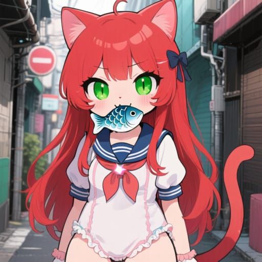 Nekomusume with taiyaki 💕