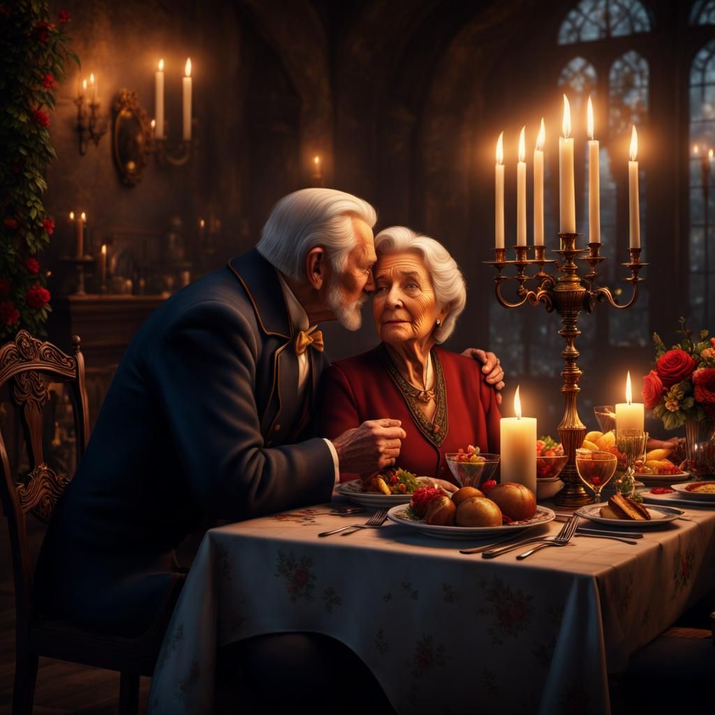 Old couple sitting for a candlelit dinner warmth and love in the air   by @undefined