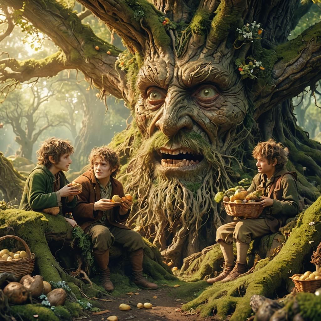 Hobbits Introduce Elevenses To Treebeard V2, by Lord Elboron - AI ...