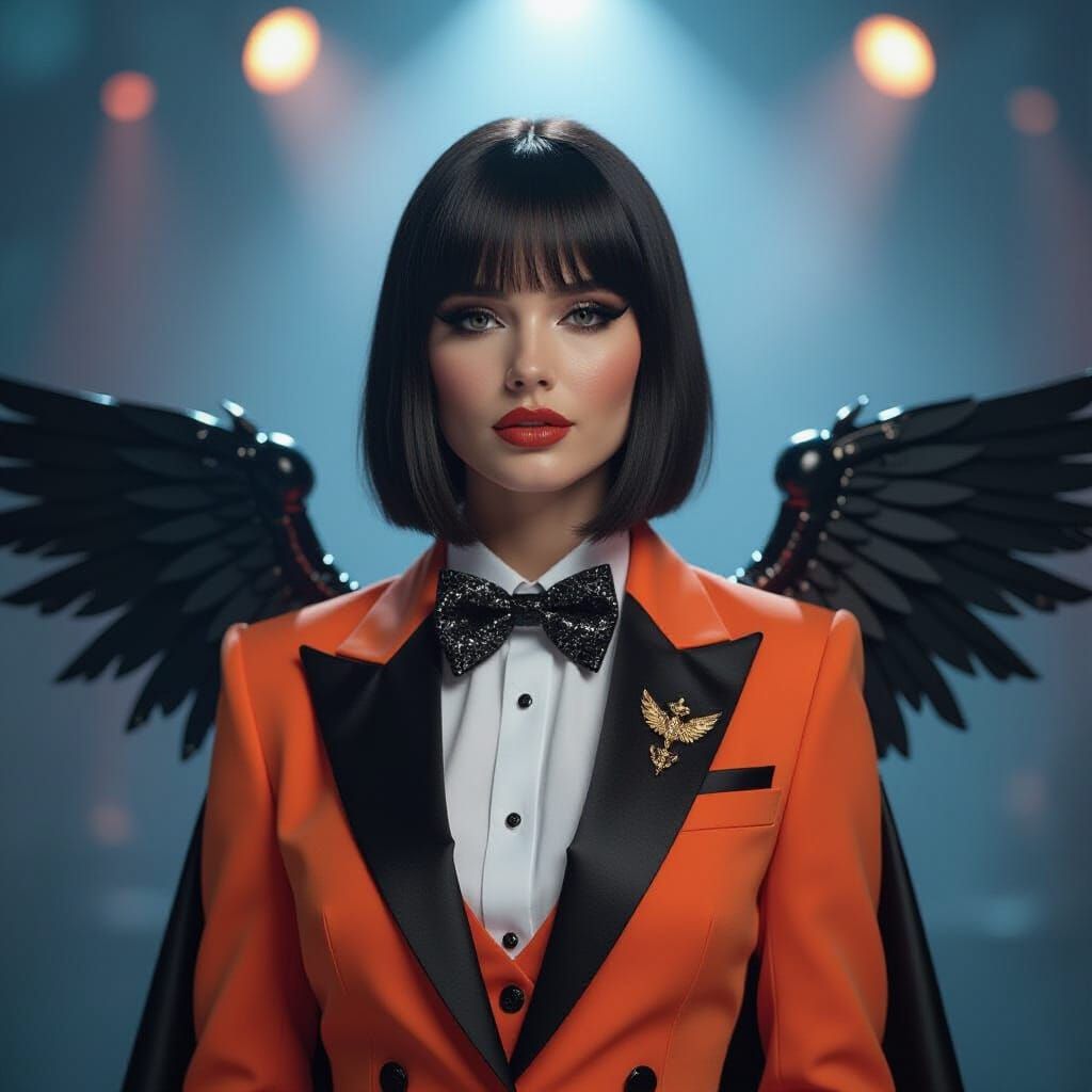 Emo Cyberpunk Lady with Mechanical Wings