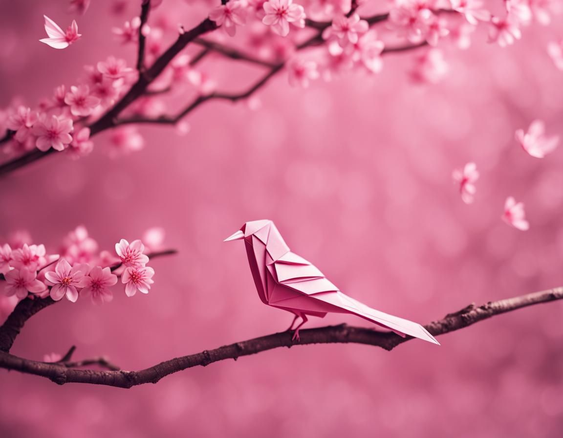 Origami - Bird with pink color
