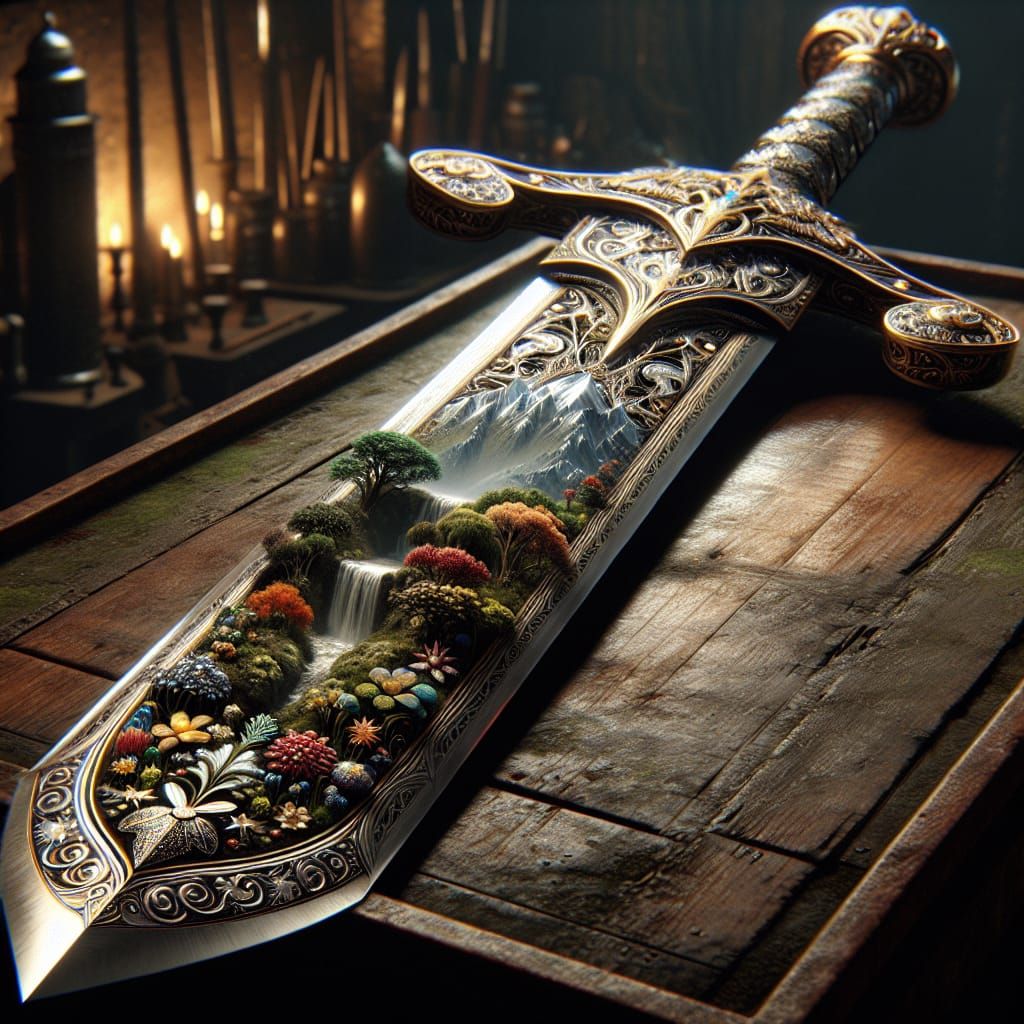Earthly Splendor: An Exquisite Hyperrealistic Great Sword