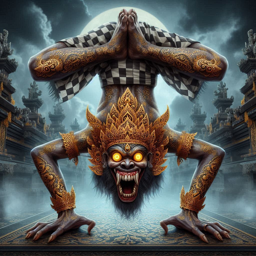 Balinese Demon in Moonlit Reverence