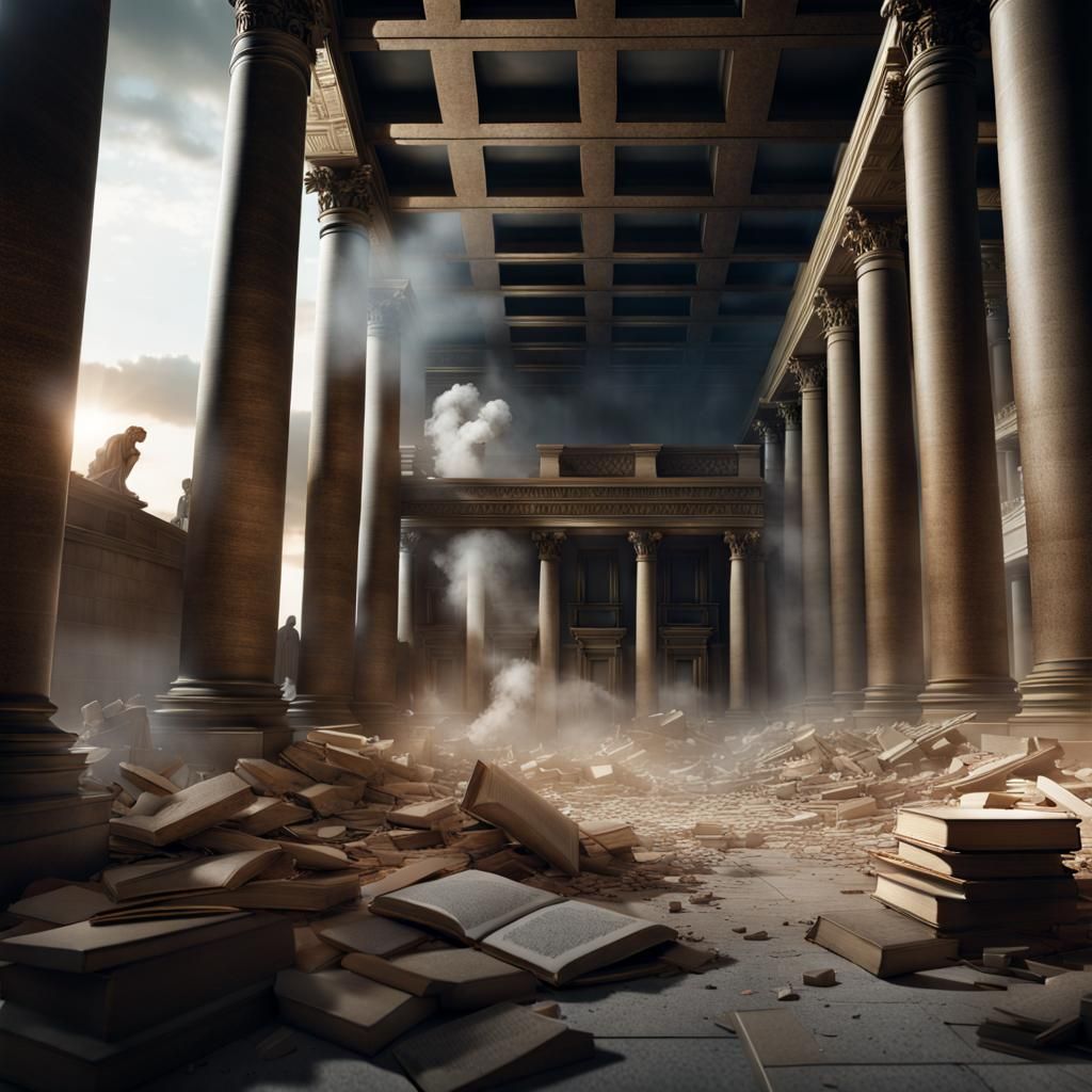 Kaisarion, Destruction of the Library of Alexandria - AI Generated Artwork - NightCafe Creator