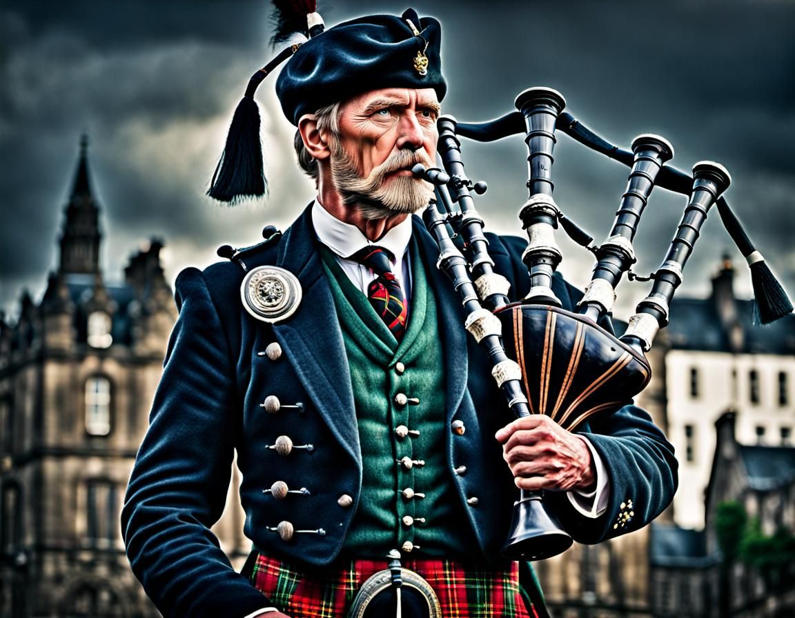 scotsman playing the bagpipes