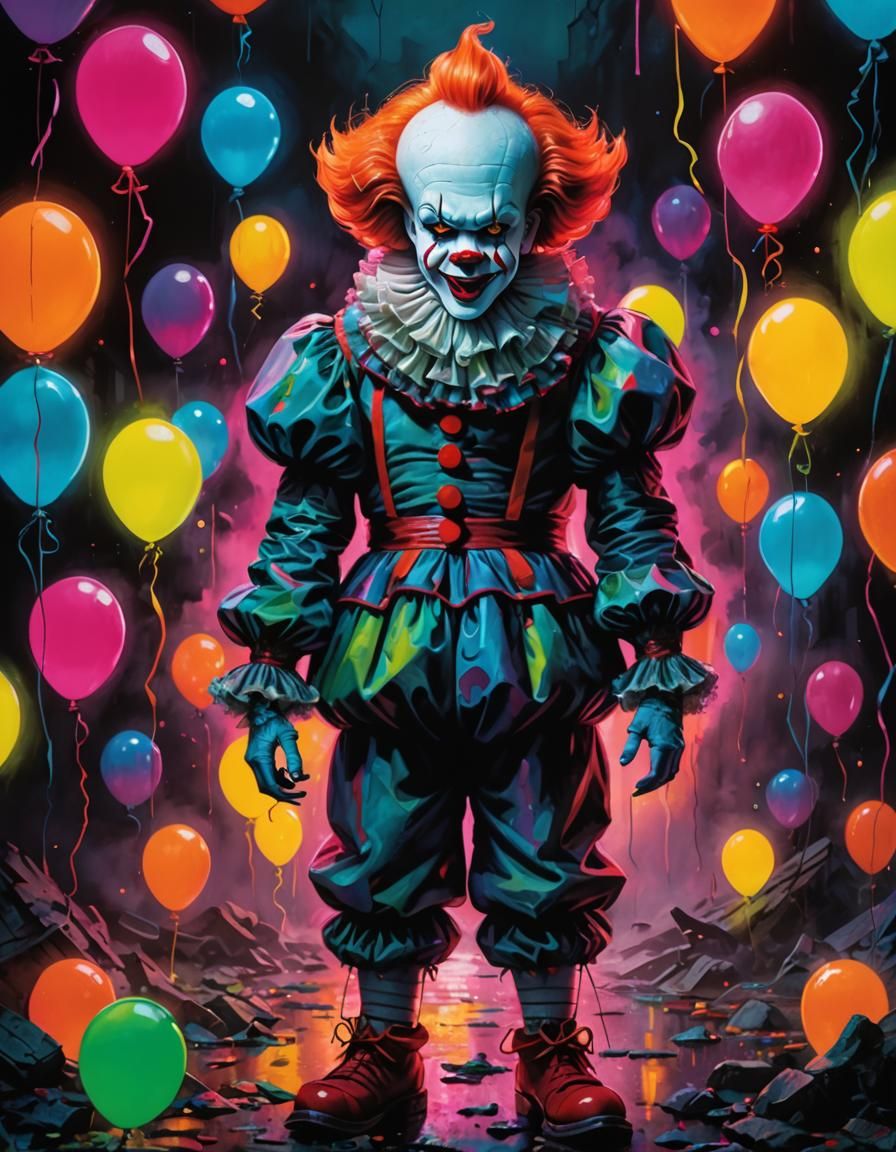 Neon Horror: Pennywise the Clown v2 - AI Generated Artwork - NightCafe ...