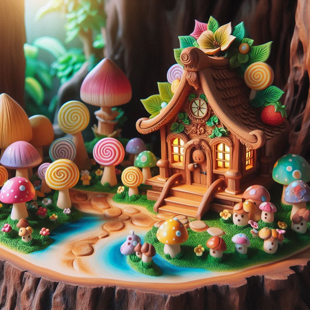 Wood Carving of Candy House