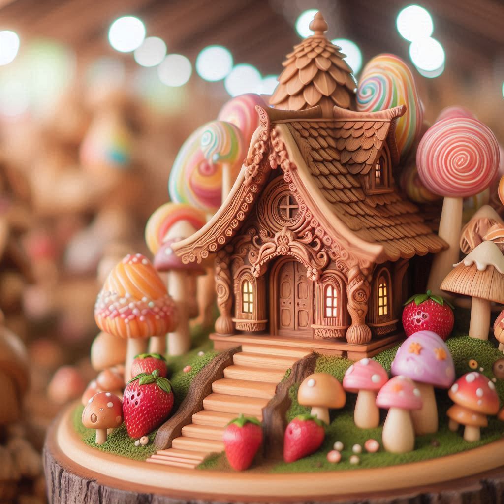 Wood Carving of Candy House