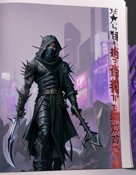 cyberpunk male poison chaos stars alchemist elf cloaked figu...