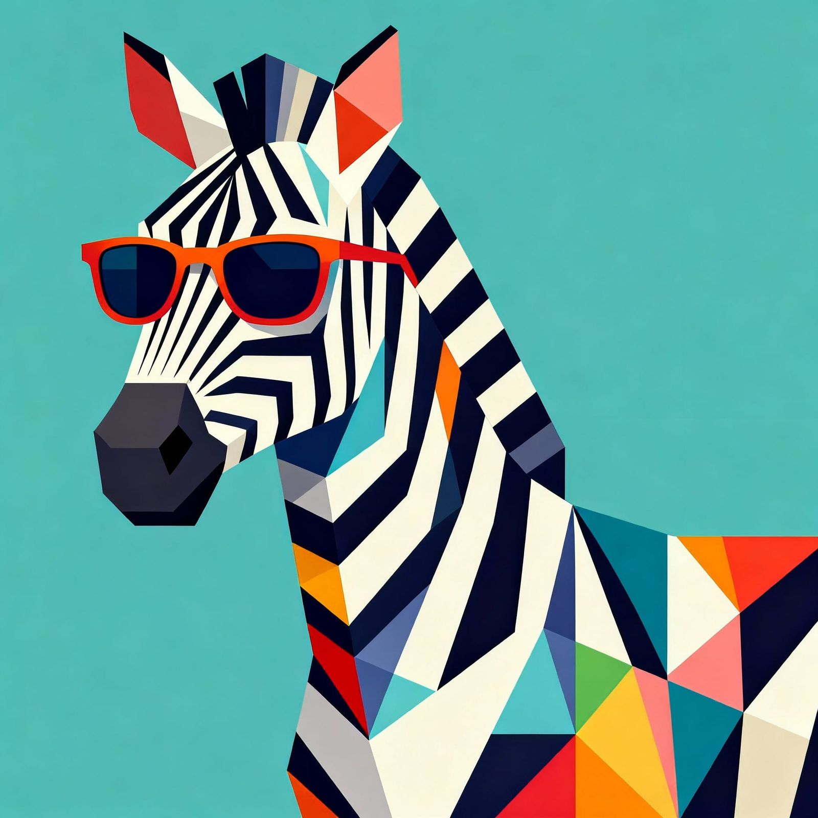 Cool Zebra in Sunglasses: Vibrant Retro Graphic Art