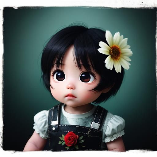a baby  with beautiful chibi eyes