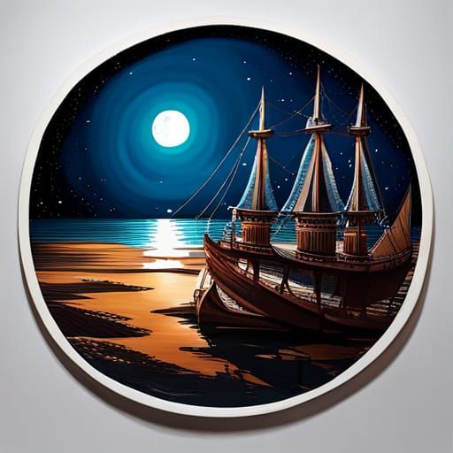 Sailing at Night Painting - 3