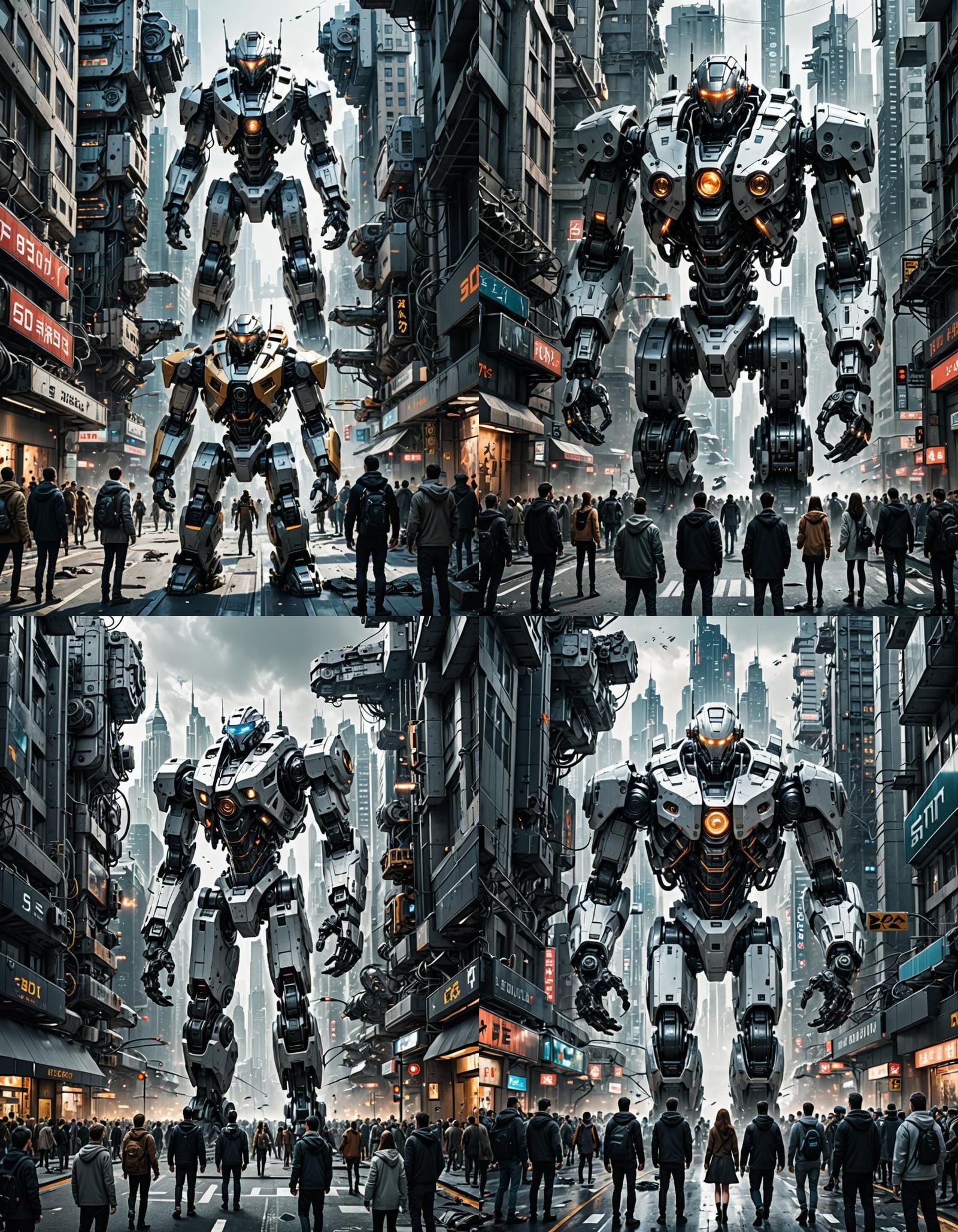 A huge sci fi robotic cyborg city with intricate mechanical details ...