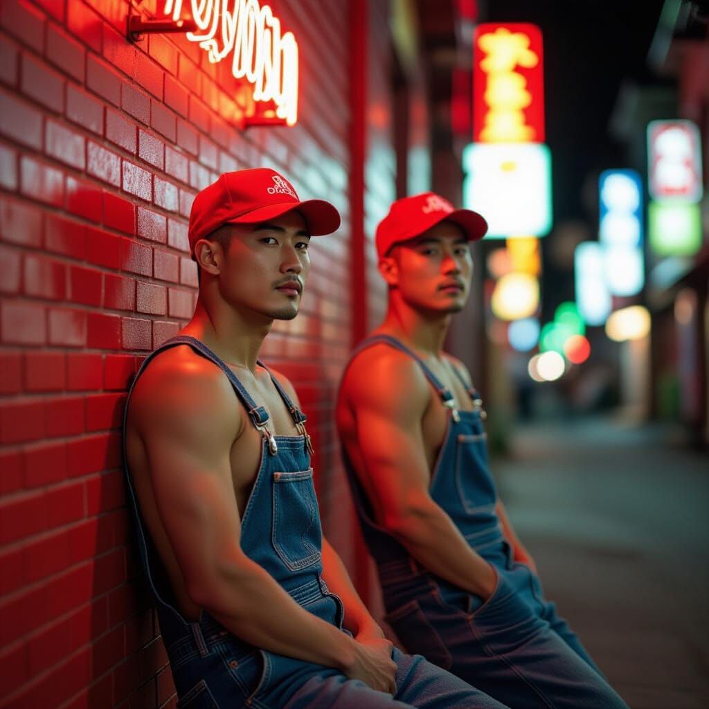 Korean Men in Overalls: Pre-Raphaelite-Inspired Photo