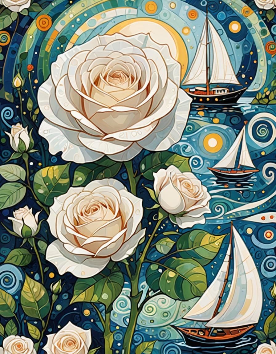 Rose with sailboats