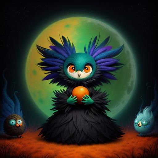 Cute and fluffy tiny baby bird by Andy Kehoe and Tim Burton. Big sad ...