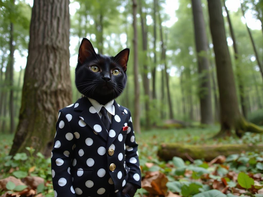 black cat in a Polka Dots suit   by @Eee17