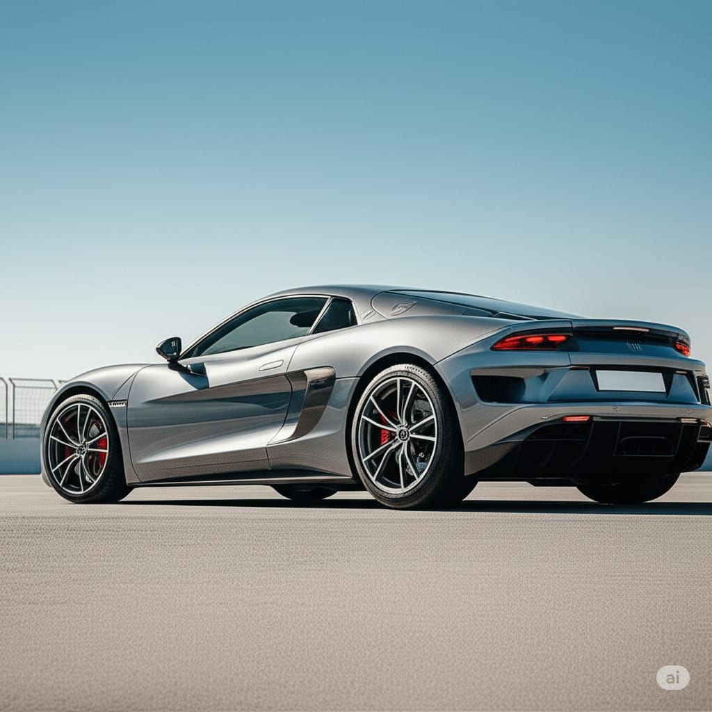 Retro Modern Sport Car Design, Mid-Engine Concept #3, rear q...