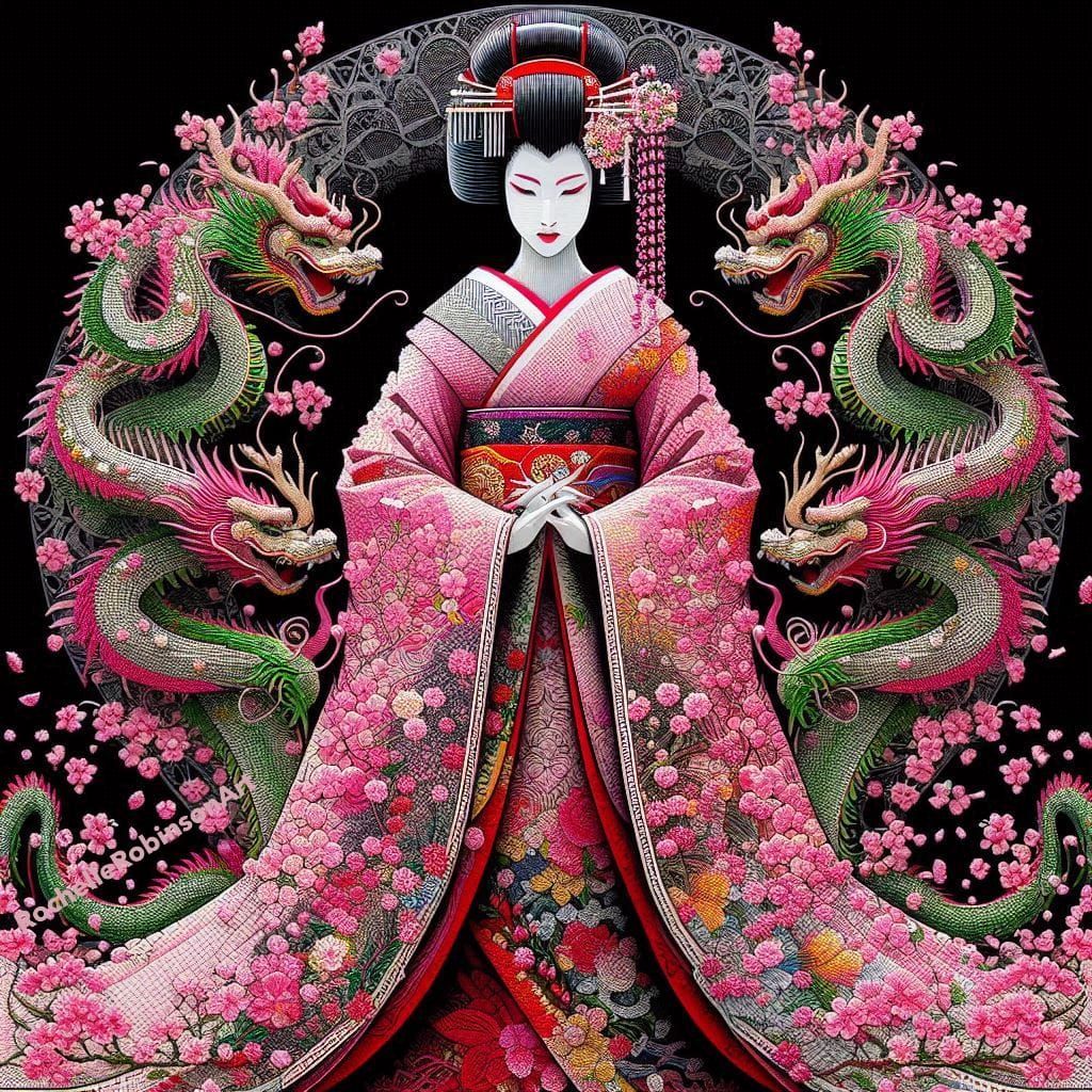 Cherry Blossom & Dragon Kimono
