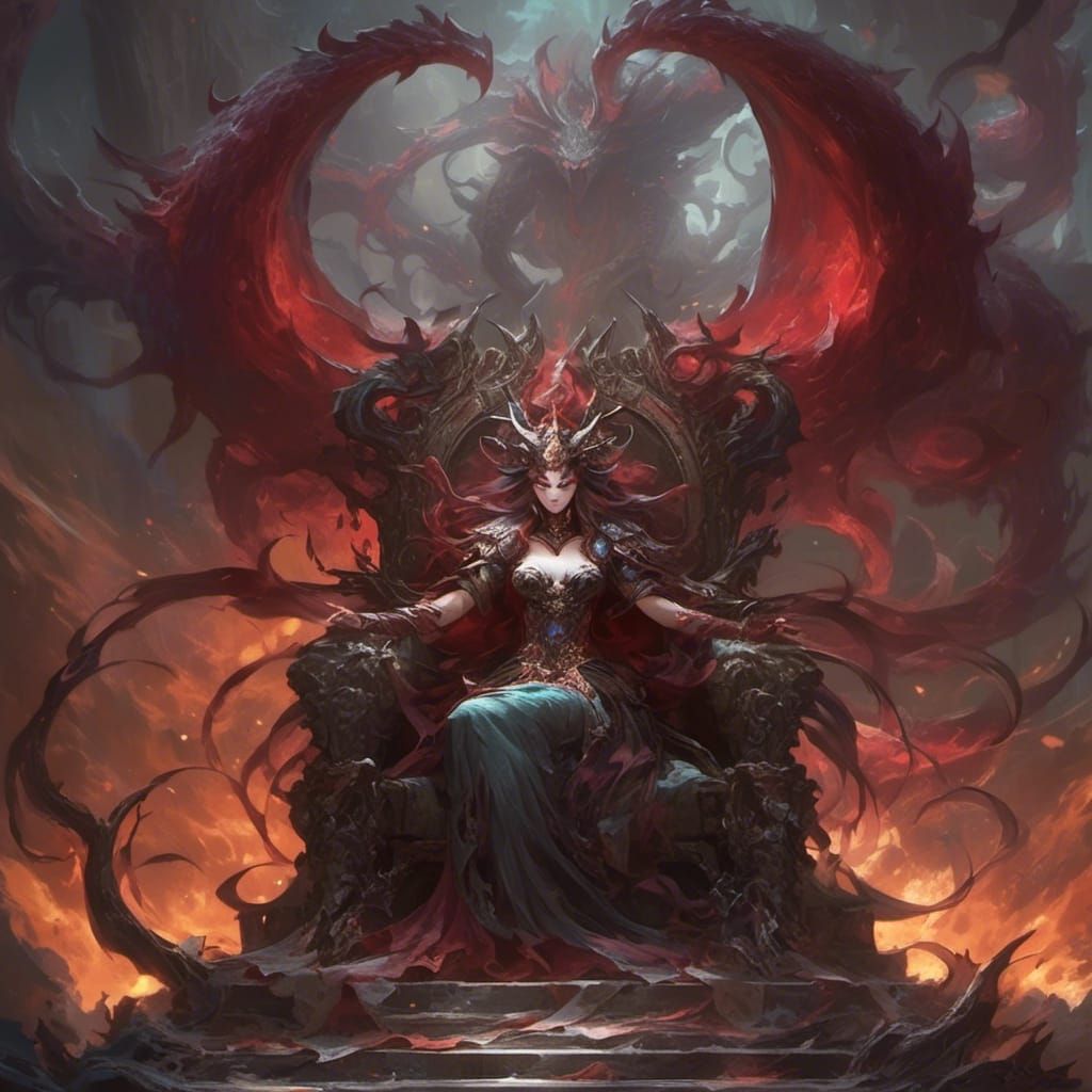 Tiamat, goddess of chaos and monsters, ruined throne - AI Generated ...