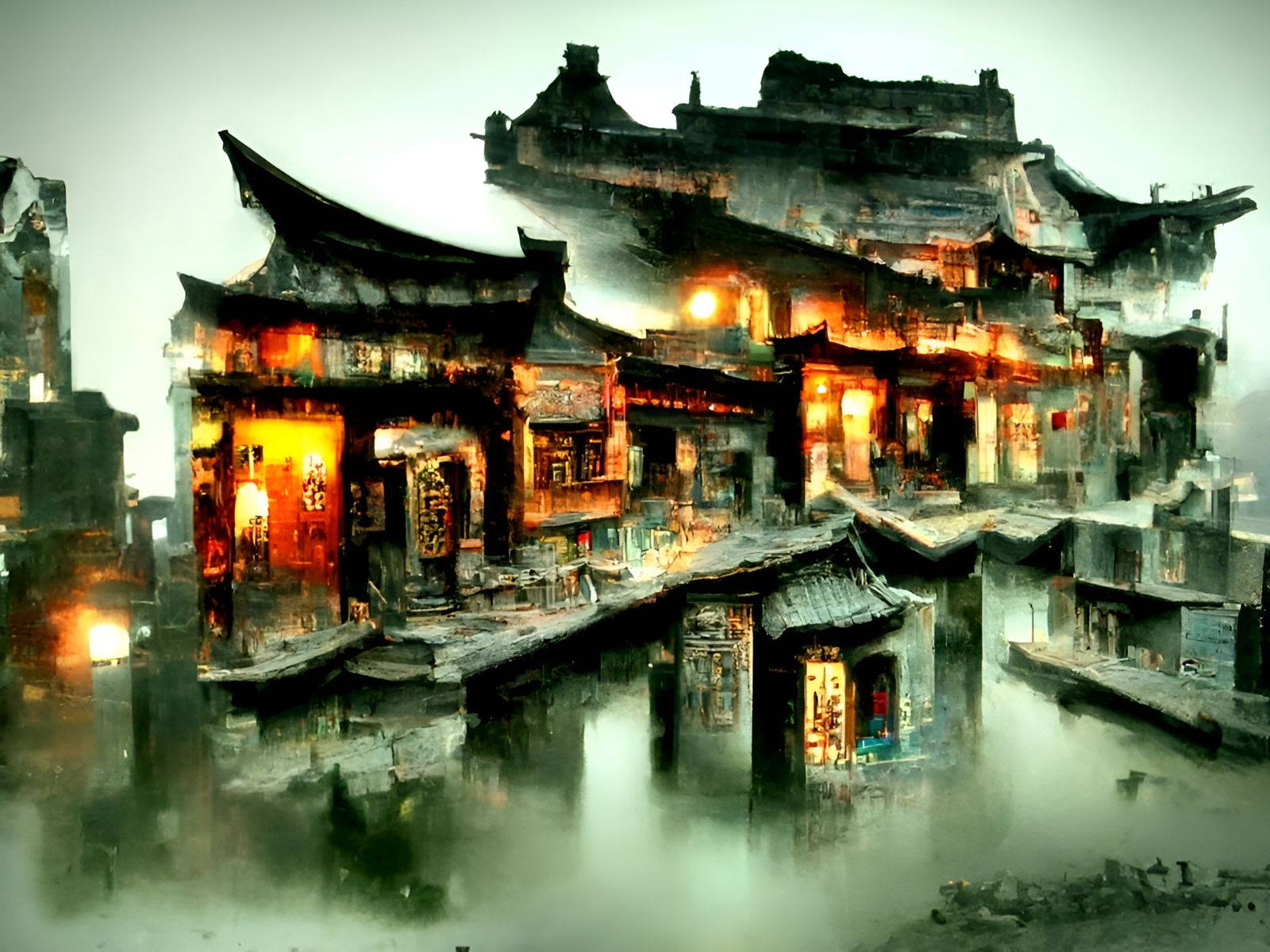 Old Chinese City at Night