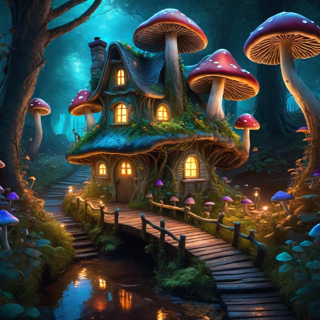 Mushroom Hut - AI Generated Artwork - NightCafe Creator