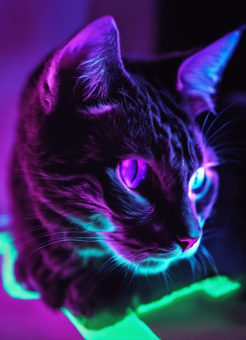 Black Light Kitties - AI Generated Artwork - NightCafe Creator