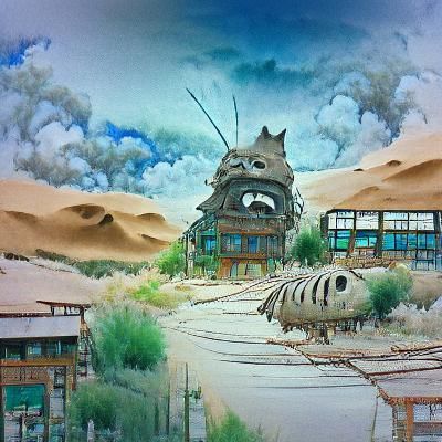 Desert ghost town Studio Ghibli