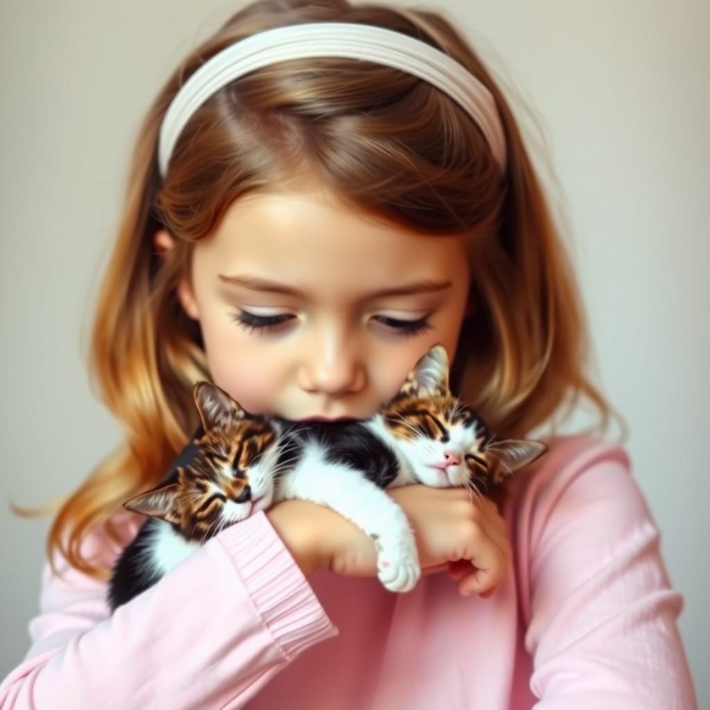 A Young Girl Adores Her Elegant Cat Companion